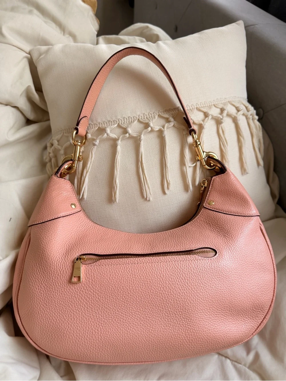 Coach Mara Pink Pebbled Leather Hobo with Gold Hardware 🎀